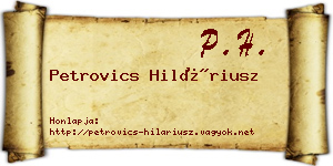 Petrovics Hiláriusz névjegykártya